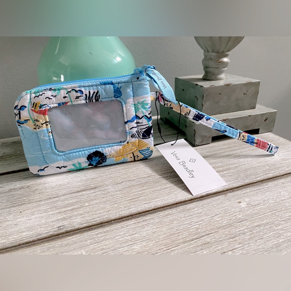Vera Bradley RFID Zip-Top ID Case in Cotton ✨ Beach Treasures | wristlet - Picture 10 of 12